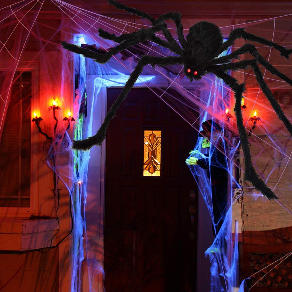 200" Halloween Spider Web and 59" Giant Spider Decoration