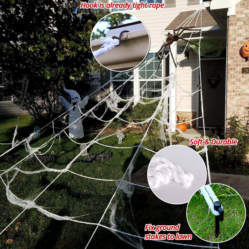 200" Halloween Spider Web and 59" Giant Spider Decoration