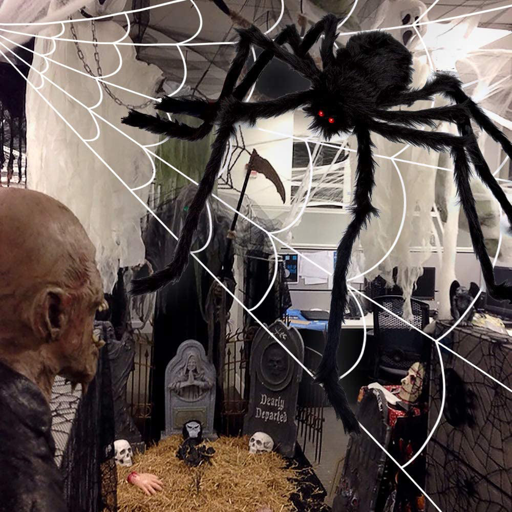 200" Halloween Spider Web and 59" Giant Spider Decoration