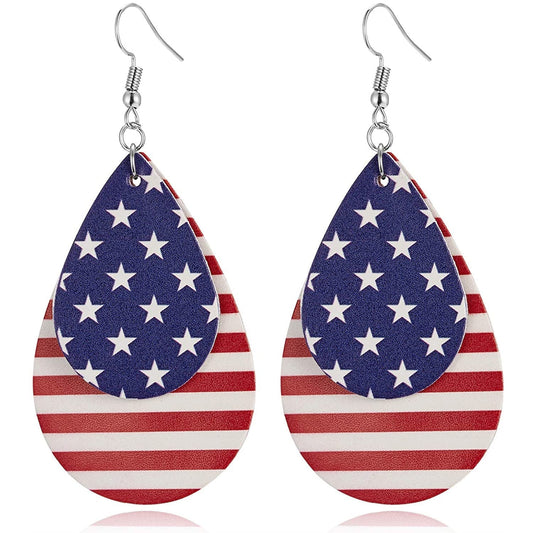 Teardrop National Flag 4th of July Dangle Earrings
